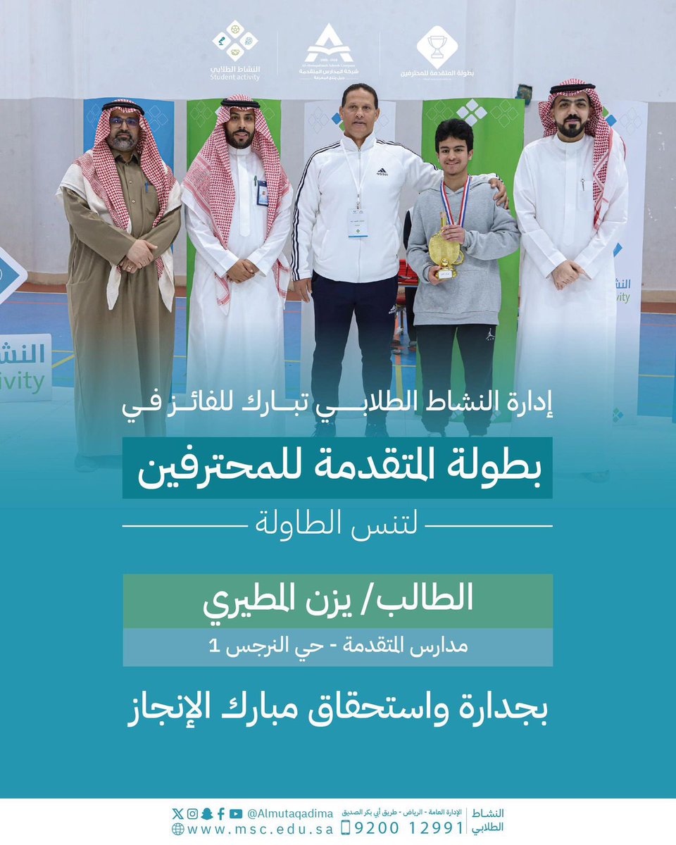 alnarjis2msc's tweet photo. نبارك لبطل متقدمة  النرجس الاهلية  في بطولة التنس لمرحلة الثانوي الطالب : يزن المطيري لتحقيقه المركز الاول على مستوى شركة مدارس المتقدمة ⭐️
#مدارس_المتقدمة https://t.co/MdPtClCFug