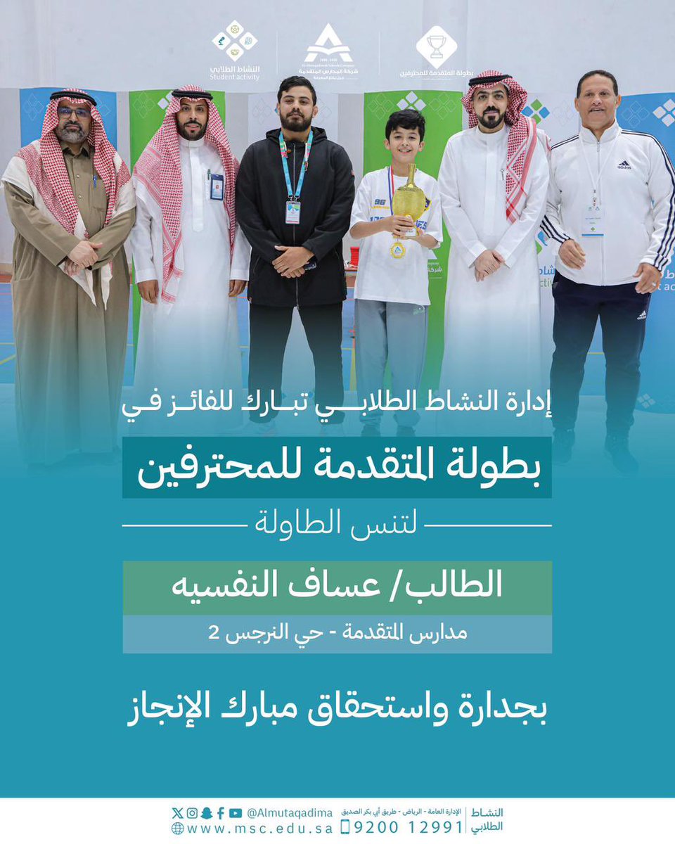 alnarjis2msc's tweet photo. نبارك لبطل متقدمة  النرجس الاهلية  في بطولة التنس لمرحلة المتوسط الطالب : عساف النفيسة  لتحقيقه المركز الاول على مستوى شركة مدارس المتقدمة ⭐️
#مدارس_المتقدمة https://t.co/akqvt0HplD