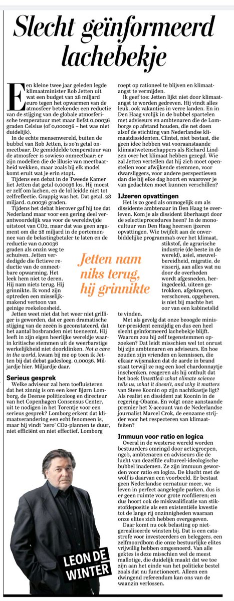 Goede column van Leon de Winter 🎯

Het optreden van Rob Jetten was misselijkmakend vertoon van geinige roekeloosheid

"Alleen een dwingend referendum kan ons van de waanzin verlossen"