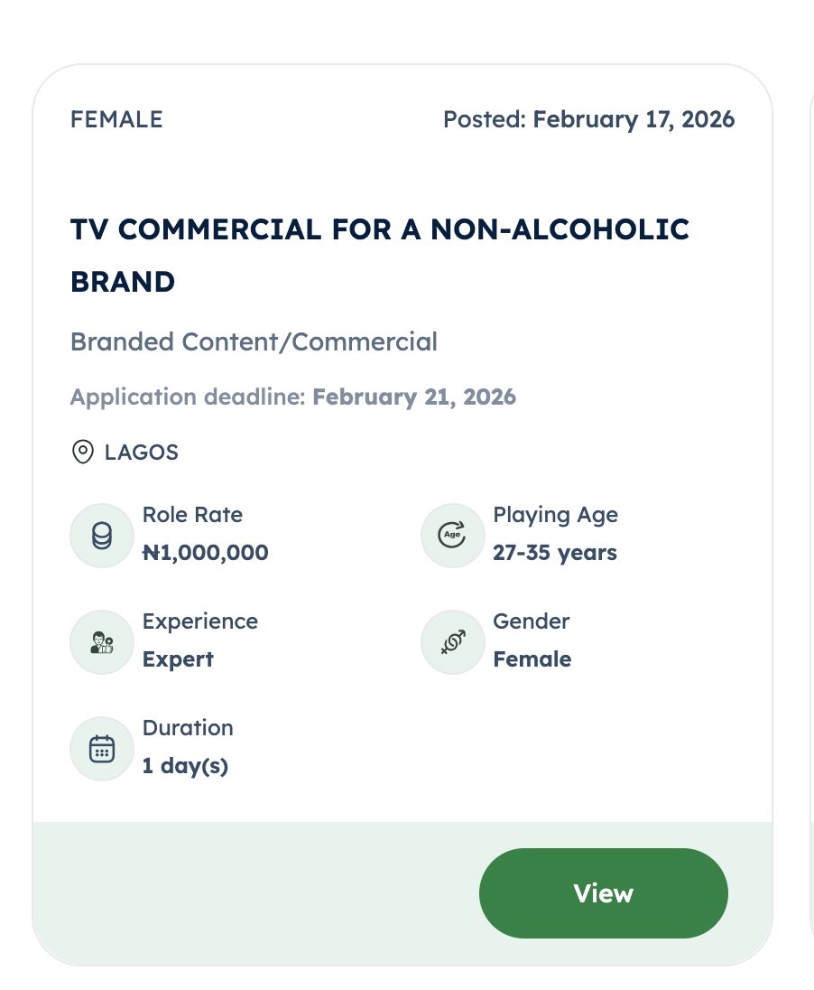 TalentSphereAfr's tweet photo. CASTING CALL – NON-ALCOHOLIC BEVERAGE BRAND

Male &amp; Female
Age: 23 – 38 Years

We are seeking confident, expressive talents for an upcoming non-alcoholic beverage campaign.

Interested candidates should visit the website to apply and view full details:

https://t.co/F17UCP8C7J https://t.co/PvlUfJecnv