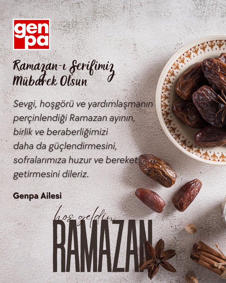 #ramazan ayının ülkemize ve tüm sevdiklerinize bereket, huzur ve iyilikler getirmesini; bu mübarek günleri sağlıklı, birlik ve beraberlik içinde geçirmenizi dileriz.✨

Genpa Ailesi