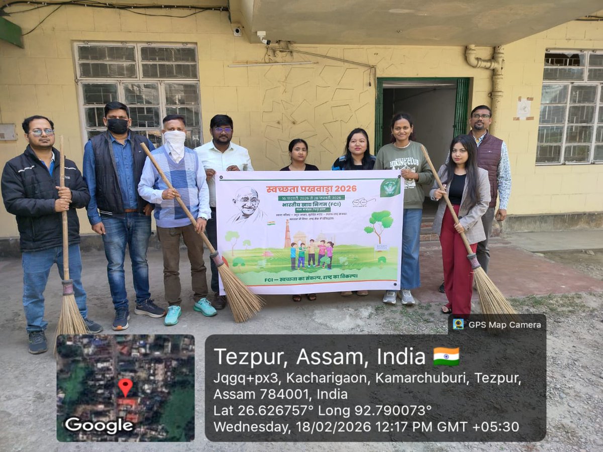 Mass Cleanliness drive performed by the employees of
FCI DO Tezpur on the occasion of Swacchta Pakhwada (Special Cleanliness Drive) from 16th FEB 2026 to 28 February 2026
<a href="/fci_ne/">Food Corporation of India, Zonal Office(NE)</a>

<a href="/AssamFci/">Food Corporation of India Assam</a>

<a href="/DoTezpur/">FCI DO Tezpur, Assam</a>