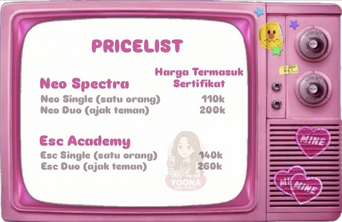 yoonaproject's tweet image. 🌸 Annyeong! Yoona open yaa untuk joki toefl prediction, 110k aja udh include sertifikat, bebas request range score, pengerjaan 1-2 jam saja, payment setelah pengerjaan selesai ^^ wa.me/6285117489384