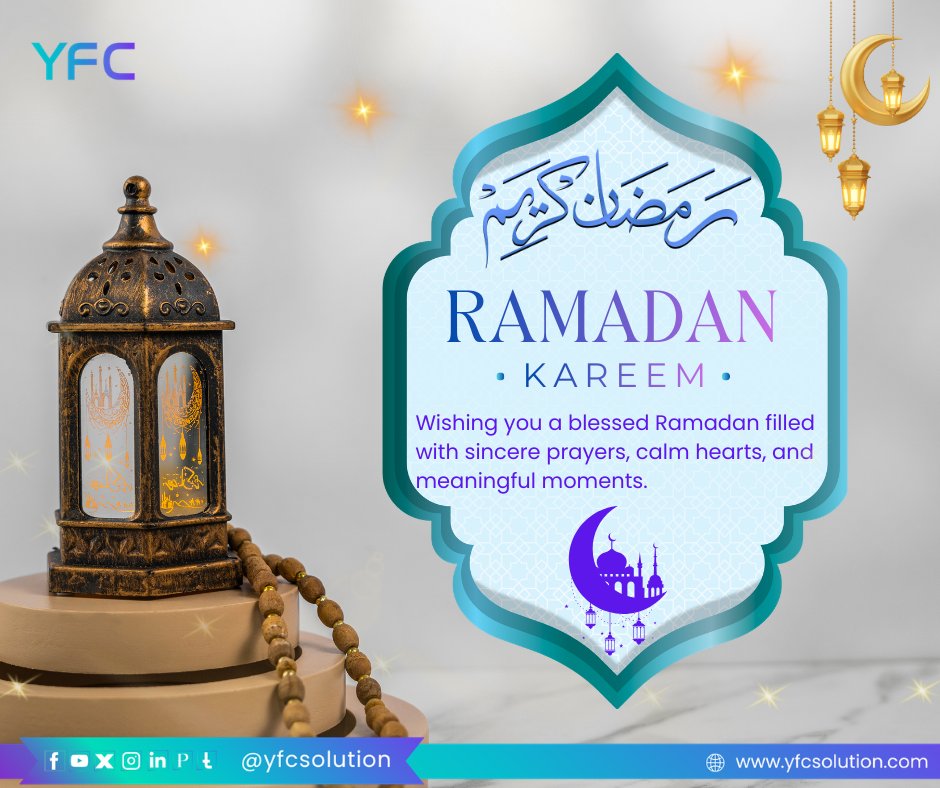 yfcsolution's tweet photo. 🌙 Ramadan Mubarak from YFC Solution 🌙

As this blessed month begins, we pray that it brings peace to your heart, clarity to your goals, and barakah in your efforts.
— Team YFC Solution https://t.co/F3adkEni8f
