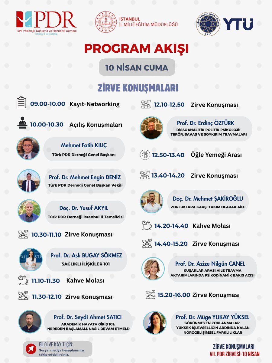 turkpdristanbul's tweet photo. 📢 VII. PDR ZİRVESİ PROGRAMI YAYINLANDI!

📲 Detaylı bilgi ve kayıt süreci için  bağlantıyı ziyaret edebilirsiniz.⬇️

https://t.co/W8Y33PYouP

@turkpdrdernegi https://t.co/oTFTErcaUO
