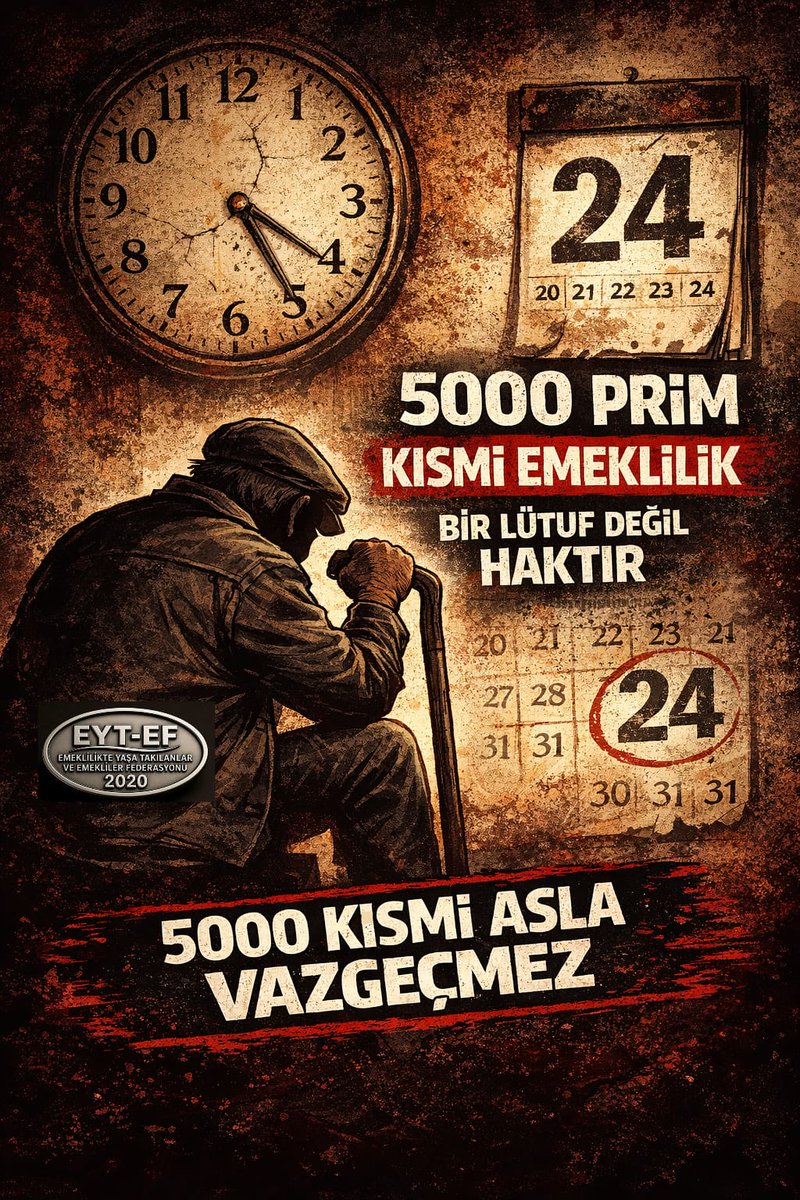 Bizi yok sayarak bu dosyayı kapatacağınızı sandınız.
Ama Yanıldınız !

Çünkü 5000 Kısmi;
Unutmaz !
Alışmaz !
Vazgeçmez !

Anaların ak sütü gibi helal hakkını;
O masadan söke söke almasını bilir !

#5000KısmiAslaVazgeçmez
#EmekliSandıktaAffetmez
<a href="/RTErdogan/">Recep Tayyip Erdoğan</a>
<a href="/isikhanvedat/">Prof. Dr. Vedat Işıkhan</a>
