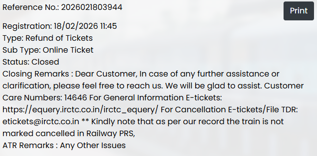 vikas_20sa's tweet photo. @IRCTCofficial @IRCTCofficial  @RailMinIndia  this is endless loop... sharing the response from @RailMadad. It says 'the train was not cancelled'. have already shared SMS confirmation of Train &amp; PNR on cancellation. Mutiple follow up &amp; still waiting for for closure
Sir pl help @AshwiniVaishnaw https://t.co/RwkHYB0l6I