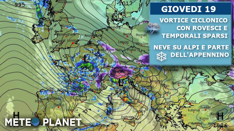 meteoplanetit's tweet photo. Mercoledì si aprirà con il ☀️ sole, ma dalla serata è atteso un peggioramento che proseguirà giovedì, con ⛈️ #piogge diffuse soprattutto al Nord e sulle regioni tirreniche. Prevista #neve ❄️ in montagna, a quote inizialmente molto basse in #Trentino #AltoAdige.
#meteo #carnevale https://t.co/SfksDw2gns