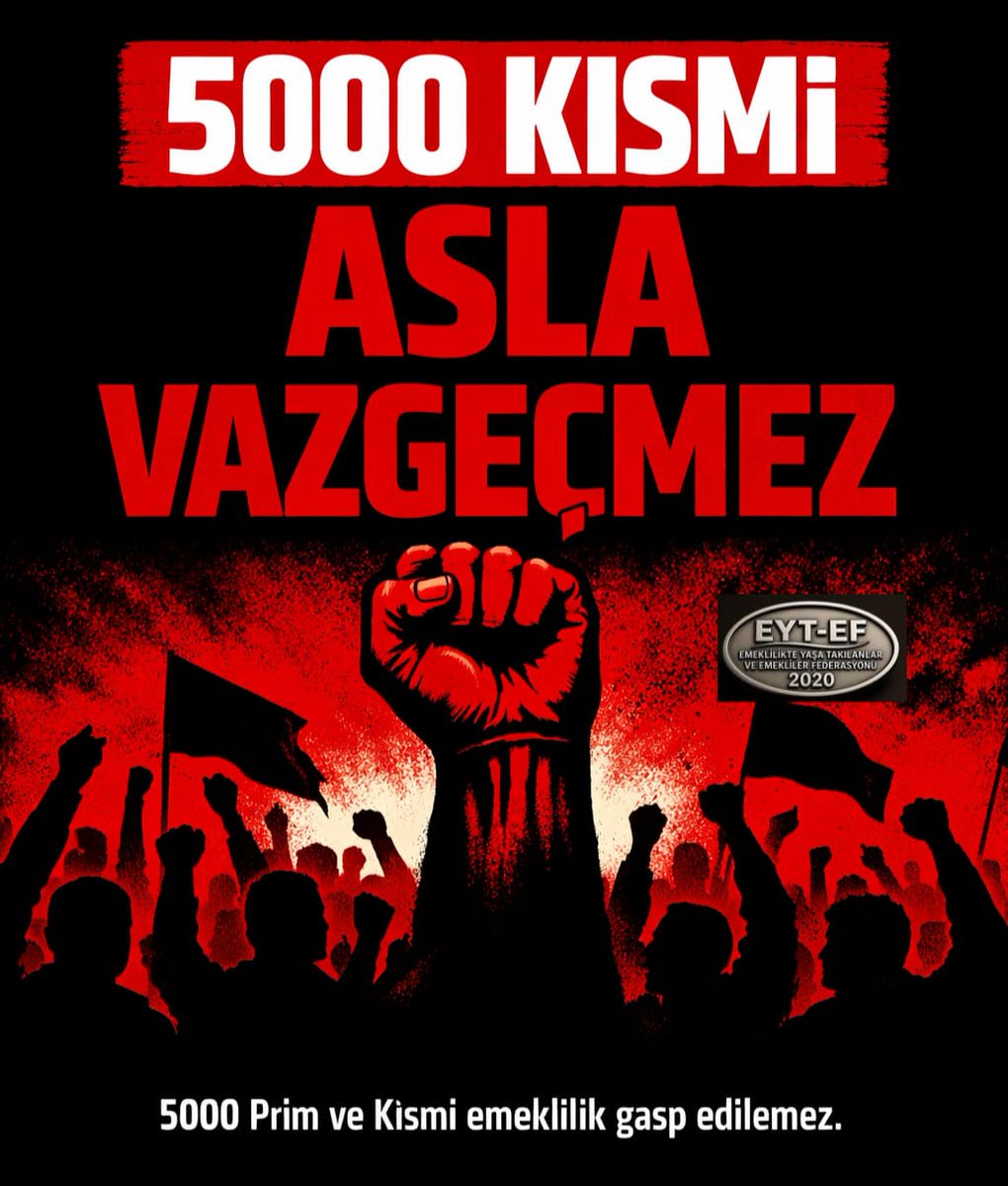 5000 Kısmi;
Unutmaz !
Alışmaz !
Vazgeçmez !

Anaların ak sütü gibi helal hakkını;
O masadan söke söke almasını bilir !

#5000KısmiAslaVazgeçmez
#EmekliSandıktaAffetmez
<a href="/RTErdogan/">Recep Tayyip Erdoğan</a>
<a href="/isikhanvedat/">Prof. Dr. Vedat Işıkhan</a>