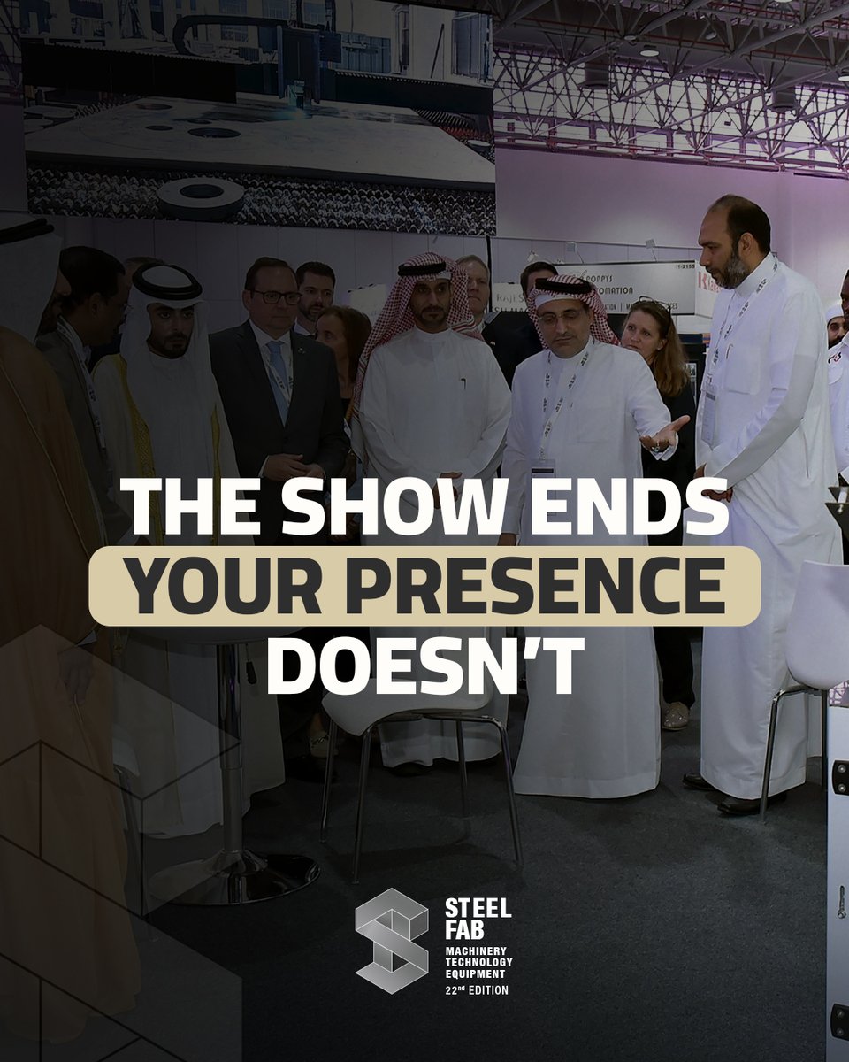 Steelfabme's tweet photo. The exhibition may end… but your exposure doesn’t have to.

With SteelFab Digital Show, your brand stays active and visible long after the show floor closes.

🔎 Stay searchable 24/7
🤝 Keep connecting with buyers
📩 Continue receiving enquiries anytime, anywhere

Extend your exhibition presence beyond the event.

👉 Explore the Digital Show now:
https://t.co/Frqk7u1Dct

#SteelFab #SteelFab2026 #ExpoCentreSharjah #IndustrialInnovation #FabricationExpo #MetalworkingShow #SF2026 #Manufacturing #FabricationIndustry #DigitalExhibition #B2BConnections #EngineeringSolutions #uaeevents