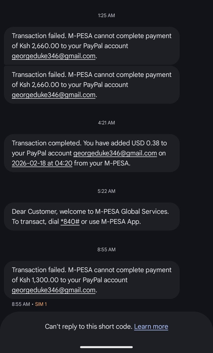 omonyiduke's tweet photo. @Safaricom_Care Safaricom app natuma dooh kwenda PayPal transaction ina fail lakini pesa hamrudishi mnakaa nazo https://t.co/XV4jxeZDDB