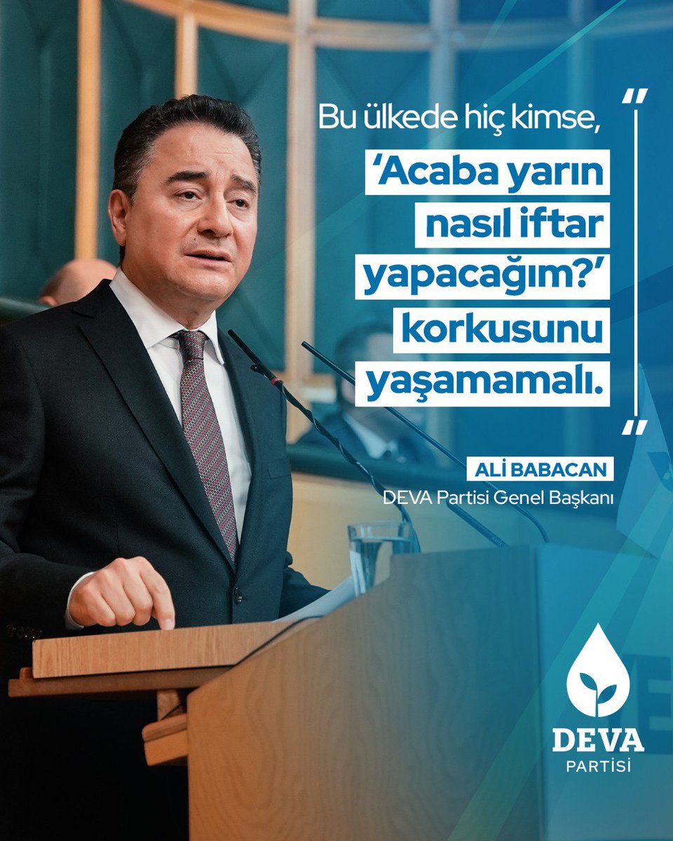 Ali Babacan: “Evet, Ramazan sabır ayıdır. Ancak sabretmek, bu iktidarın sebep olduğu yokluğa, yoksulluğa razı olmak değildir.

Ramazan paylaşmayı öğretir; adaletsizliğe susmak demek değildir.

Bu ülkede hiç kimse, iftar sofrasını kurarken ‘Acaba yarın nasıl iftar yapacağım?’