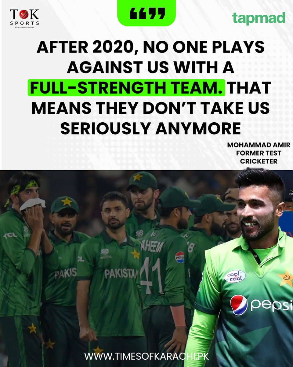 TOKSports021's tweet photo. Mohammad Amir says opponents’ decisions to rest key players against Pakistan reveal they don’t consider them a serious threat.
#MohammadAmir #PakistanvIndia #T20WorldCup #T20WCTOK #TOKxTapmad #Tapmad #CatchEveryMatch https://t.co/UfqN6HosVi