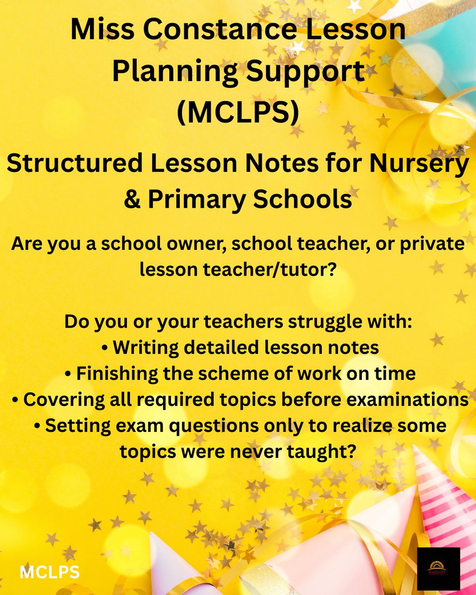 MissCole38's tweet photo. “Good morning, my name is Constance. I help primary schools prepare structured, curriculum-aligned lesson notes that reduce teachers’ workload and improve lesson quality.”

Founder, MCLPS | Lesson Planning Specialist Helping Schools Improve Teaching and Learning https://t.co/RhozztCkme