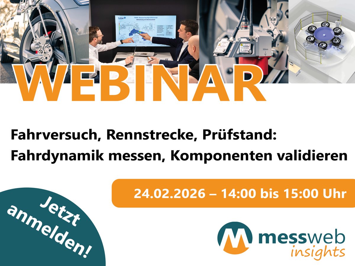 Fahrdynamik präzise messen &amp; #Prüfstände zukunftssicher planen: In unserem kostenfreien #Webinar zeigen Experten aus der #Automotive-Praxis moderne #Sensorik im Fahrversuch und modulare Prüfstandskonzepte. 📅 24. Feb | 14:00 Uhr | Online Jetzt anmelden: events.teams.microsoft.com/event/10e58b0e…
