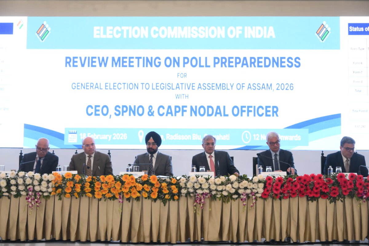 ceoassam62029's tweet photo. #ECI reviews preparedness for upcoming Assam Legislative Assembly Elections, 2026.

Images from the Commission’s review meeting with CEO Assam, SPNO and CAPF Nodal Officer.

1/2 https://t.co/K8iS2M0Sle