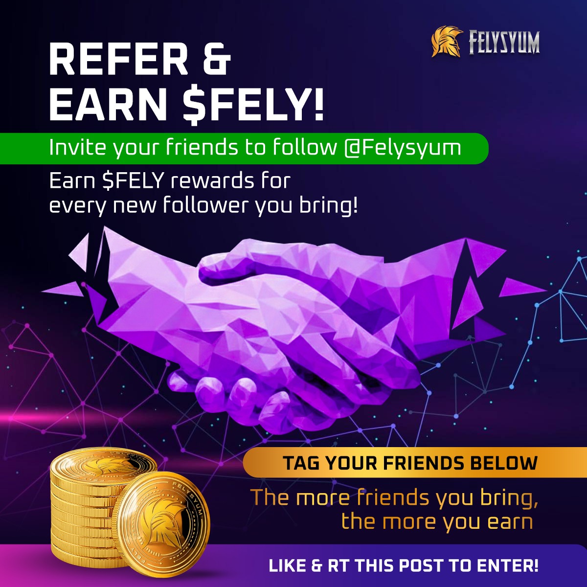 felysyum's tweet image. 👫 REFER FRIENDS &amp;amp; EARN $FELY
Invite real crypto friends to follow @felysyum and earn $FELY for every verified new follower you bring.
⚠️ Genuine supporters only. All accounts will be manually reviewed.
Follower Criteria:
📅 Account older than 1–2 months
👥 Minimum 50+ followers