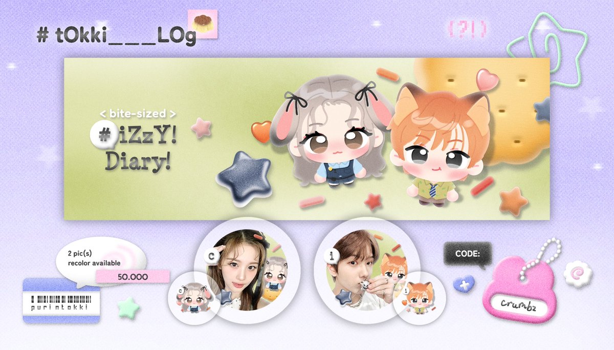 enyiwei leot cookie sekarang juga ada versi couplenya, namanya < crumbz > 🥯 semoga dd satu ini juga bisa dapat banyak cinta semanis kue kering dari teman-teman semua (♡)