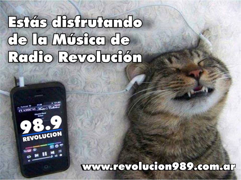 ESTAS ESCUCHANDO ¡#MúsicaREVOLUCION!
<a href="/Revolucion989/">REVOLUCION 98.9 Mhz</a> / revolucion989.com.ar
#LaUnicaRadioGimnasistaDelPlano  
#LibertadEnEstadoPuro