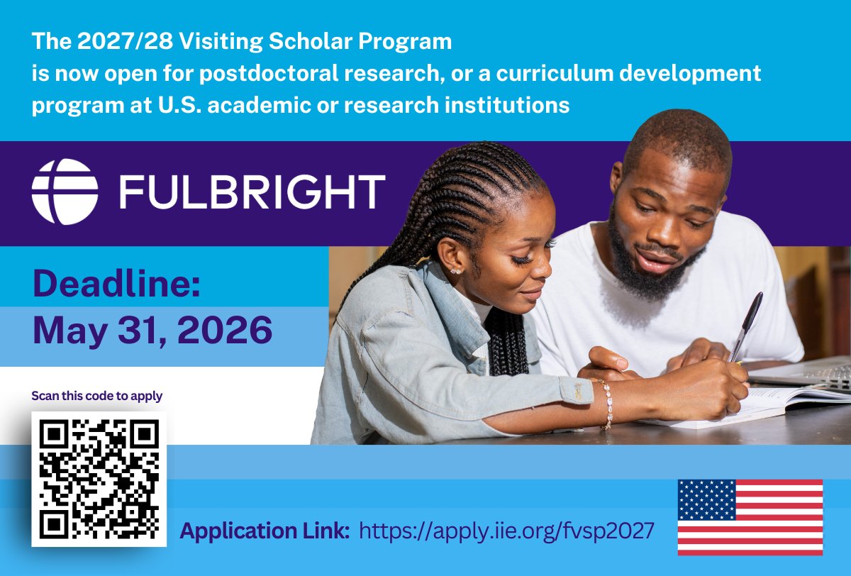 Zimbabwean scholars: this is your opportunity to take your research to the global stage.

Apply for the 2027–2028 Fulbright Visiting Scholar Program, which supports postdoctoral research and curriculum development at leading U.S. universities and research institutions.

📅 Apply