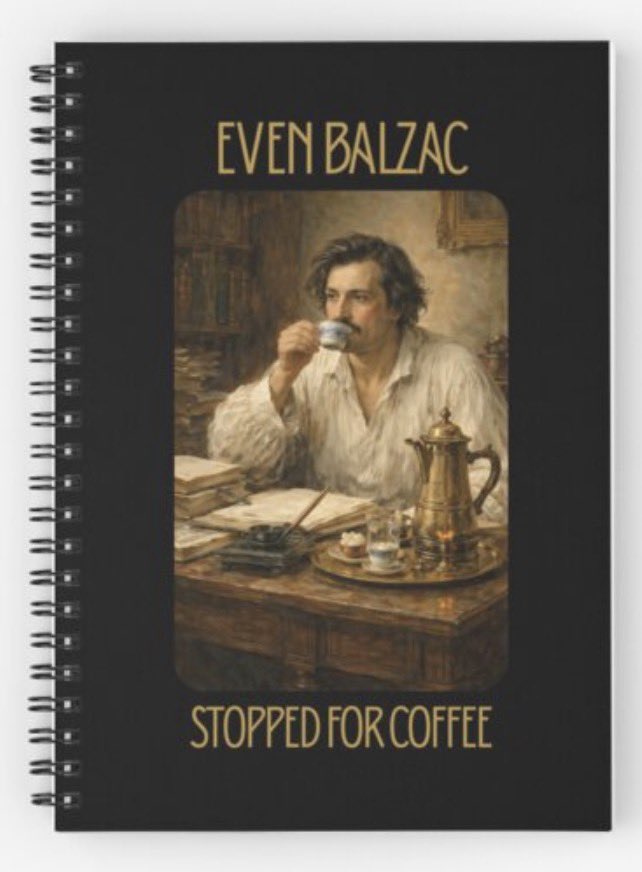 PetraKidd's tweet photo. Even Balzac stopped for coffee ☕📖

Channel your inner 19th-century genius with this vintage inspired notebook — perfect for late night ideas, bold drafts, and caffeine-fuelled brilliance.

Plot twist.
Coffee first. Always.

#WritersLife #CoffeeAndBooks  #NotebookGoals https://t.co/6sFcv3Q5aS