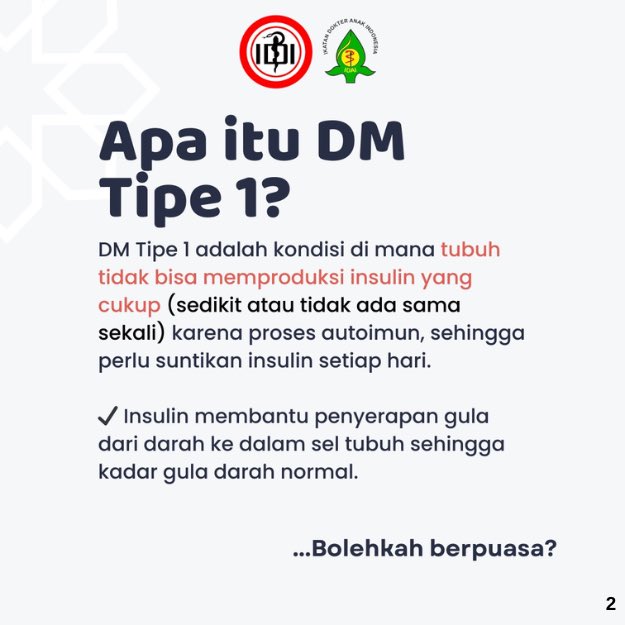 idai_tweets's tweet image. 🌙 Ramadhan Sehat untuk Anak &amp;amp; Remaja dengan DM Tipe 1

Puasa perlu persiapan khusus dan pengawasan ketat agar tetap aman. Pastikan konsultasi dengan dokter sebelum memutuskan berpuasa. Simak panduan lengkapnya pada infografis berikut! 

#IDAI 
#IndonesiaPediatricSociety