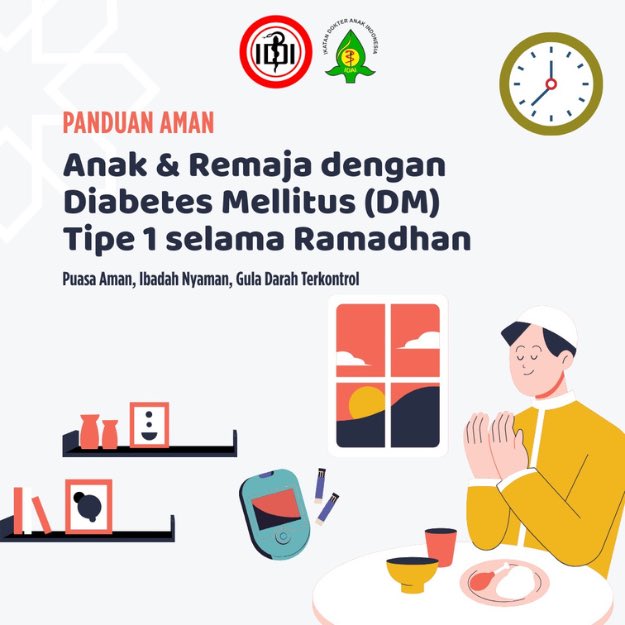 idai_tweets's tweet image. 🌙 Ramadhan Sehat untuk Anak &amp;amp; Remaja dengan DM Tipe 1

Puasa perlu persiapan khusus dan pengawasan ketat agar tetap aman. Pastikan konsultasi dengan dokter sebelum memutuskan berpuasa. Simak panduan lengkapnya pada infografis berikut! 

#IDAI 
#IndonesiaPediatricSociety