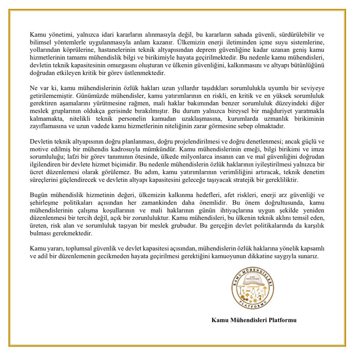 <a href="/abcgazete/">ABC Gazetesi</a> Maalesef durum son yıllarda bu halde <a href="/kaMUhendisleri/">Kamu Mühendisleri Platformu</a> olarak Mühendislik Meslek Kanunu'nun çıkarılmasını bekliyoruz...