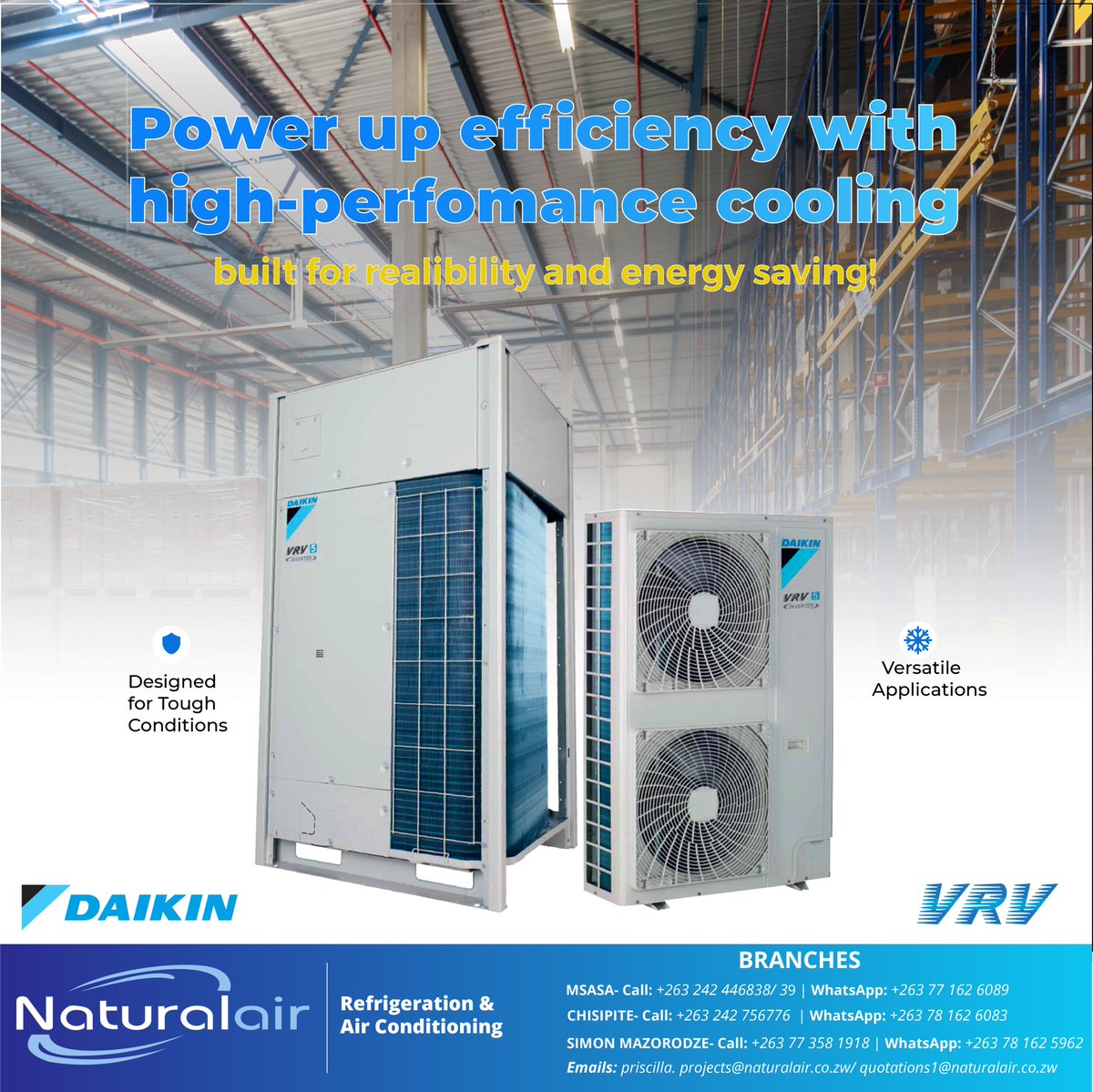 Naturalair_'s tweet photo. Total Control. Massive Savings. Daikin VRV.
The ultimate climate solution for large commercial spaces.
Daikin VRV is the future. It's an advanced system that delivers precision zoned control. Upgrade your building. Reduce your costs.

WhatsApp https://t.co/c4FP3s6CYZ

#naturalair https://t.co/5jSdmZIRRS