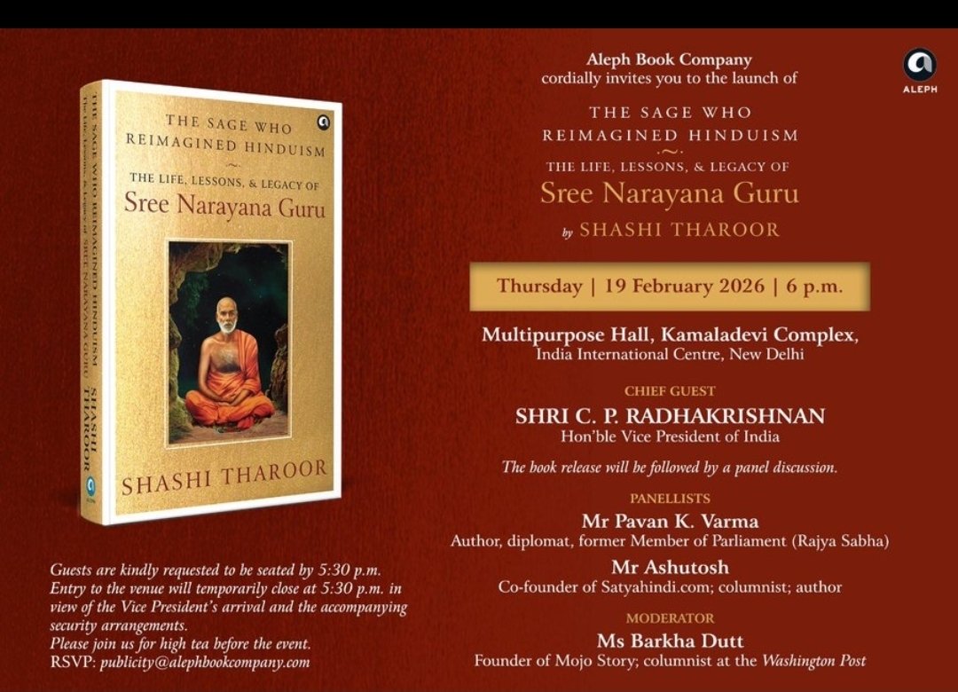 'മതം ഏതായാലും മനുഷ്യൻ നന്നായാൽ മതി '  എന്നു പറഞ്ഞ ശ്രീനാരായണ ഗുരുവിന്റെ  വാക്യം കടമെടുത്തു Dr <a href="/ShashiTharoor/">Shashi Tharoor</a> പറഞ്ഞ ' രാഷ്ട്രീയം എന്തായാലും രാഷ്ട്രം നന്നായാൽ മതി ' എന്ന വാക്യം ഈ പുസ്തക പ്രകാശനത്തിന്റെ വേളയിൽ ഓർക്കുന്നു 🙏
#TheLLLOfSreeNarayanaGuru 
Congratulations to Dr Tharoor 🙏