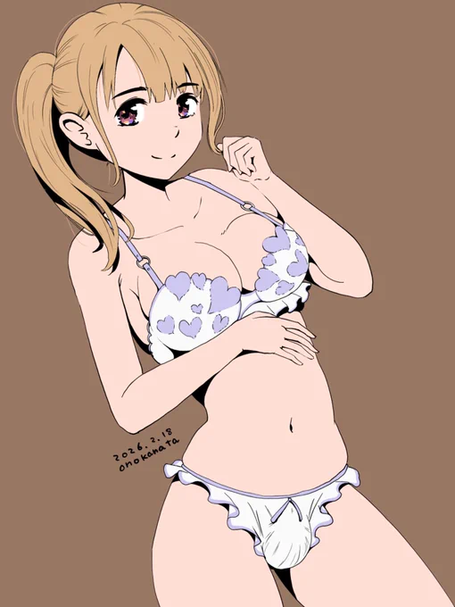 髪をふちどりペンで描いてみました。 #futanari #ふたなり