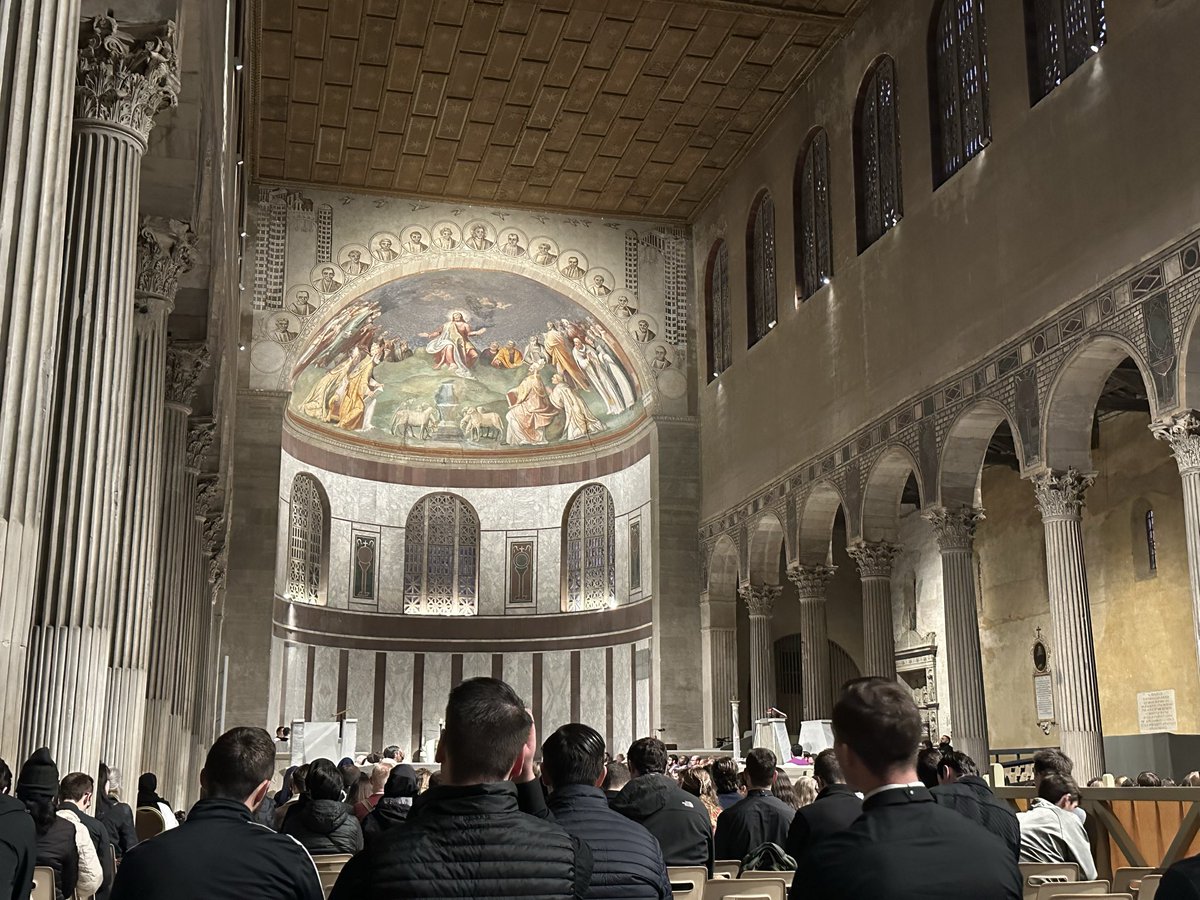 Hundreds of young people at the 6:45am Ash Wednesday Mass in the ancient Basilica of Santa Sabina on the Aventine Hill in Rome, an early Christian Lenten tradition dating back to the 5th century.