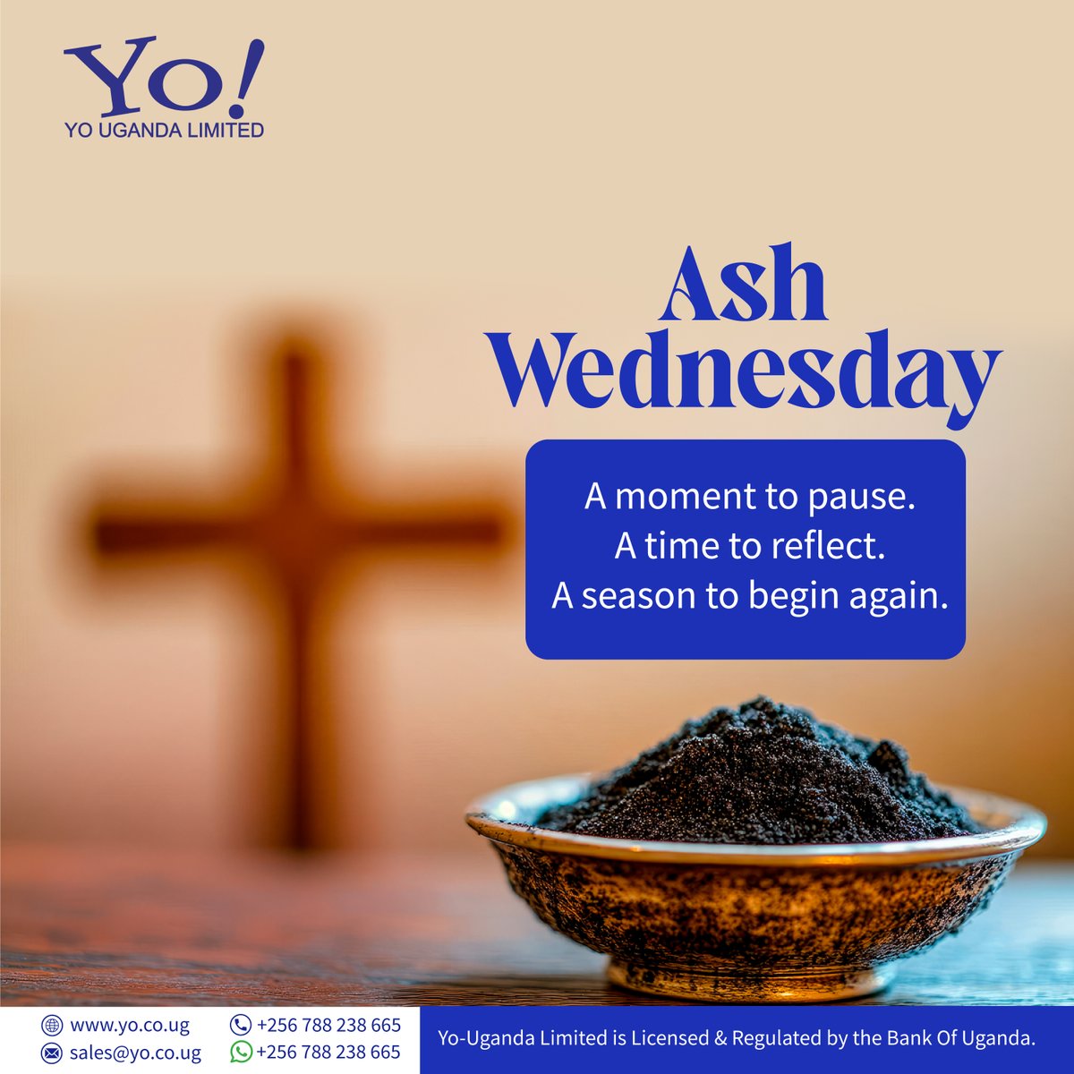 yopayments's tweet photo. Ash Wednesday marks the beginning of Lent, a quiet invitation to slow down, reflect, and realign with what truly matters.
#AshWednesday #LentPeriod #YoUganda #YoPayments #DigitalFinance #FintechUganda https://t.co/EEcNo0F7XF