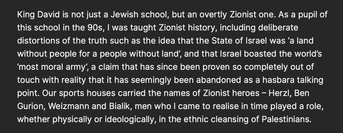 This is just wrong. All the criticism from left voices I have seen is about the schools' avowedly Zionist character and the pro-Zionist indoctrination it subjects learners to. Daniel Friedman, a former pupil, explains the problem in detail here: sajfp.org.za/open-letter-to…