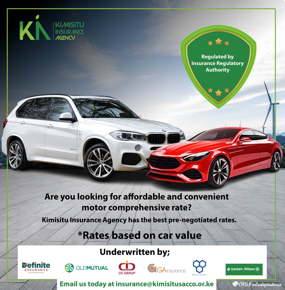 KIMISITUSACCO's tweet image. Drive with confidence!
Looking for an affordable and convenient Motor Vehicle Comprehensive Cover?
Kimisitu Insurance Agency has got you covered!
For more information:  Email us: insurance@kimisitusacco.or.ke.
#KimisituInsuranceAgency #MotorVehicleInsurance #ComprehensiveCover