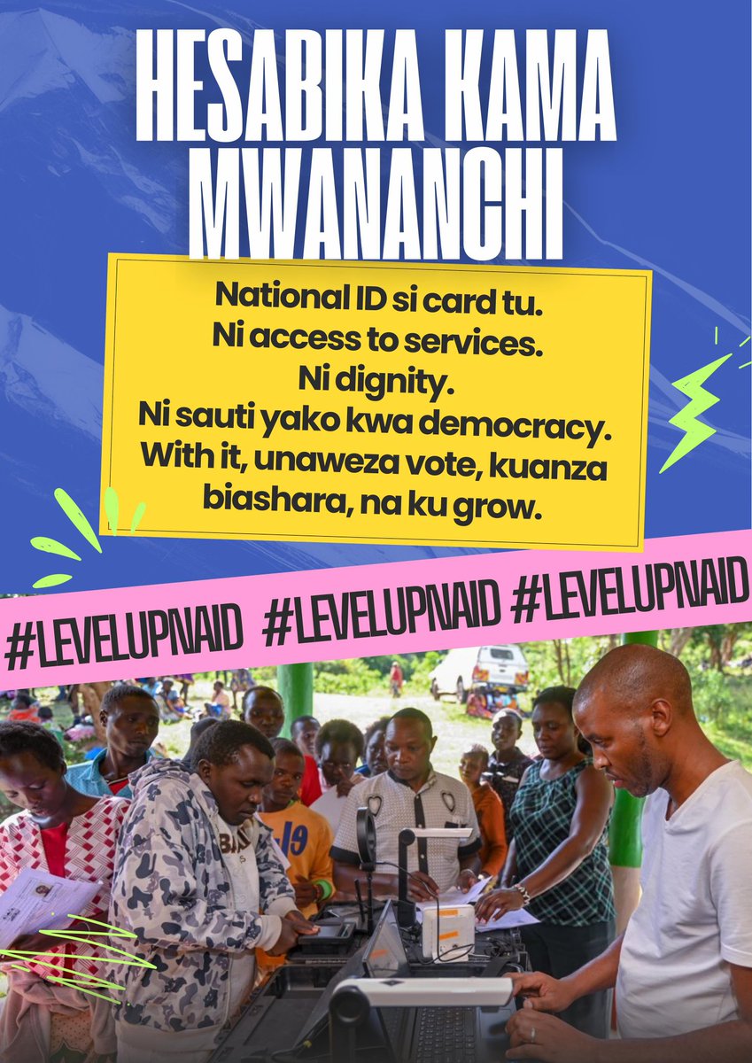 TheKenyaPundit's tweet photo. Don’t get left behind. Registration is happening near you. Take action, bring your friends and family, and ensure everyone is counted and ready to level up
Usiachwe Nje
#ChezaSmart
#LevelUpNaID https://t.co/lyMQl3ijgA