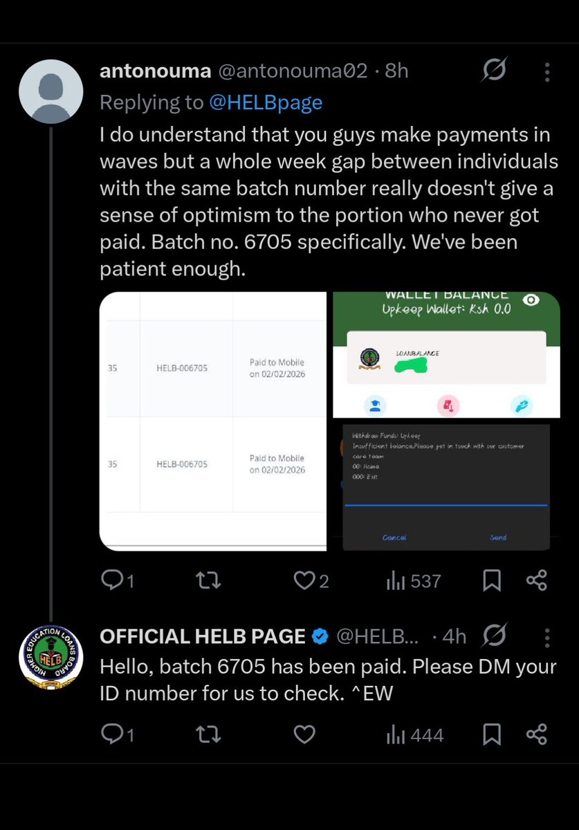 antonouma02's tweet photo. @HELBpage ^MK @HELBpage  Sisi 6705 wenye hamkutuekea doo, mnapanga kuziload lini. Mmeshinda mkireply na hamusaidii na mnajua tu vizuri ni pesa hamjaload. Jamani ata kama ni mambo ya patience and optimism, it's been 2 weeks ama tuwaachie hizo doo venye mnataka https://t.co/gBLEg63mon