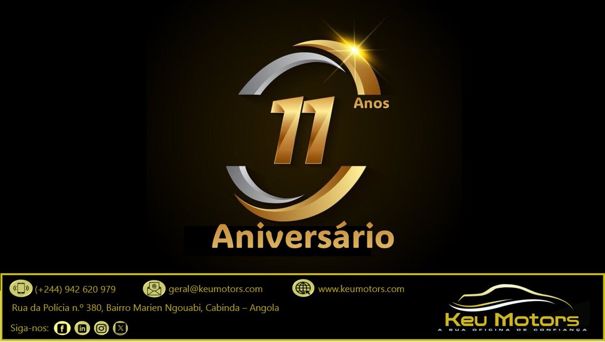 keumotors's tweet image. 11 anos de serviço automóvel de excelência, indo ao encontro das necessidades e expetativas dos nossos clientes. 
A todos os clientes, funcionários e fornecedores o nosso obrigado por nos acompanharem nestes 11 anos.
#KeuMotors #Cabinda #CastrolAutoService #Multimarcas #11anos