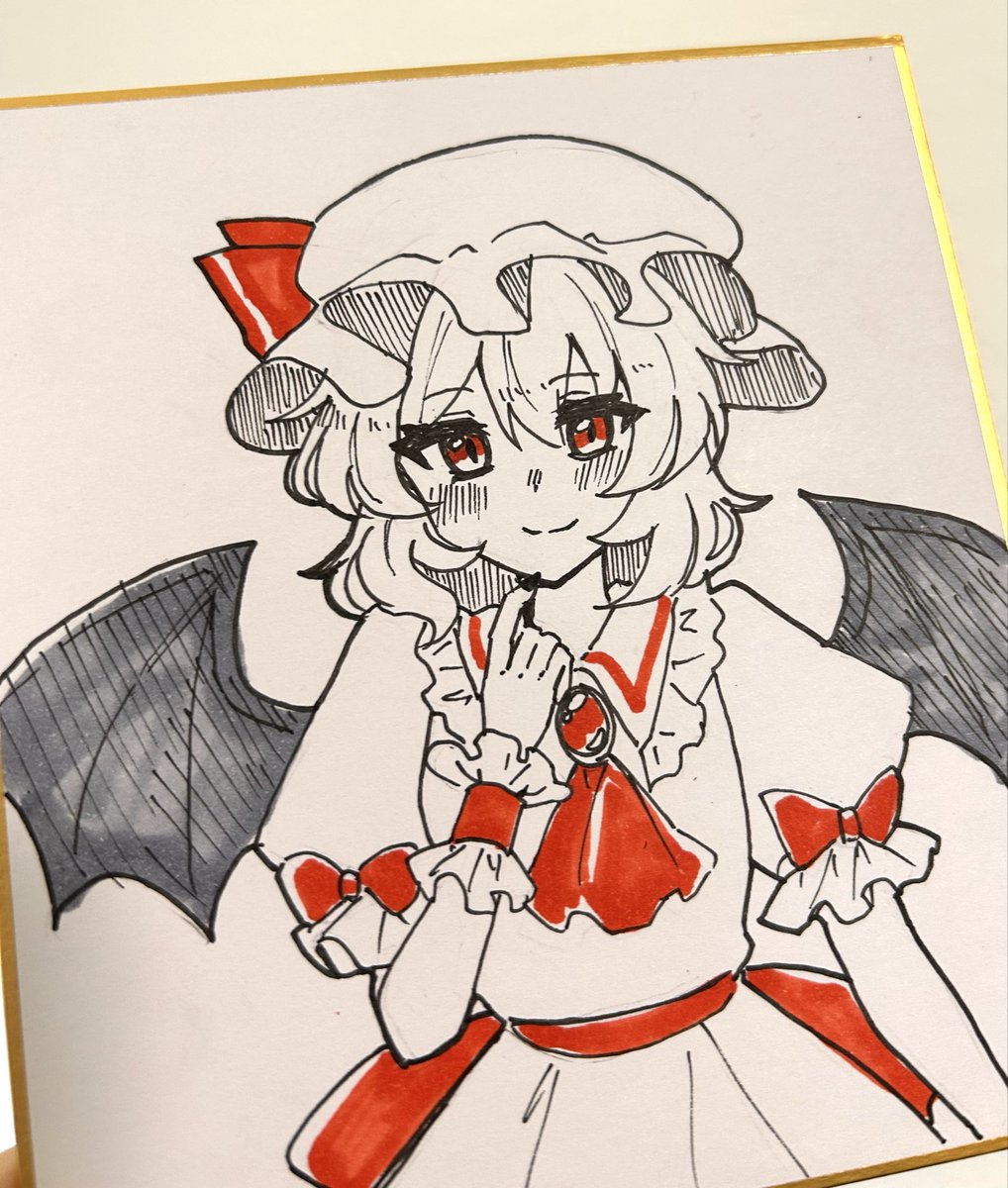 ウォーミングアップに色紙におぜう🦇