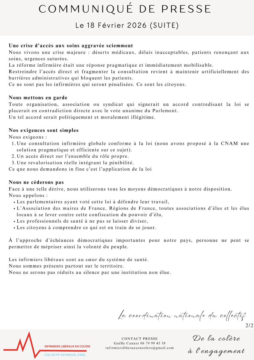 Une loi votée à l’unanimité.
Une CNAM qui tente de la restreindre.

Nous demandons son application.

C’est une question démocratique.

#InfirmiersLibéraux
<a href="/ThomasFatome/">Thomas Fatôme</a> <a href="/stephanie_rist/">Stéphanie RIST</a> <a href="/fredvalletoux/">Frédéric Valletoux</a> <a href="/yannickneuder/">Dr. Yannick Neuder</a> <a href="/JeanSOL__/">Jean SOL</a> <a href="/ASRomagny/">Anne-Sophie ROMAGNY</a> <a href="/NicoleDubre17/">Nicole Dubré-Chirat</a> <a href="/AssembleeNat/">Assemblée nationale</a> <a href="/Senat/">Sénat</a>