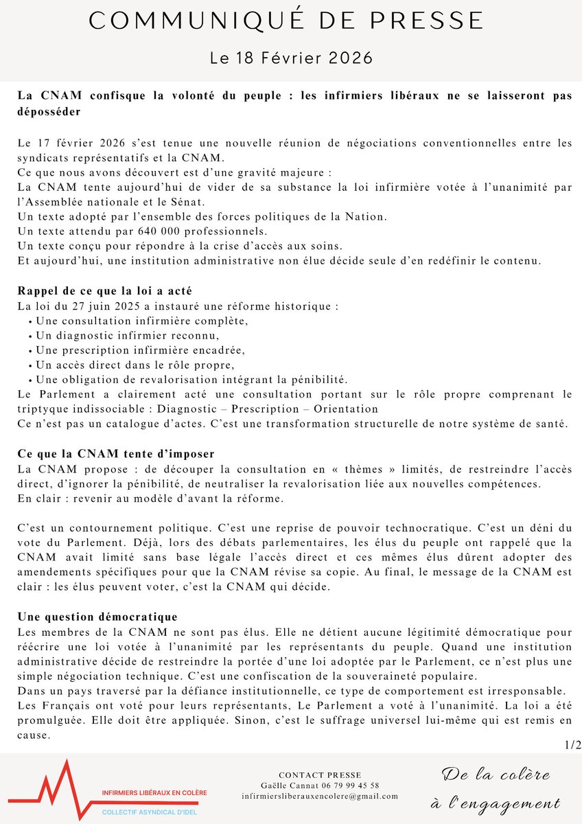 Idelencolere's tweet photo. Une loi votée à l’unanimité.
Une CNAM qui tente de la restreindre.

Nous demandons son application.

C’est une question démocratique.

#InfirmiersLibéraux
@ThomasFatome @stephanie_rist @fredvalletoux @yannickneuder @JeanSOL__ @ASRomagny @NicoleDubre17 @AssembleeNat @Senat https://t.co/U6BBDcOYph