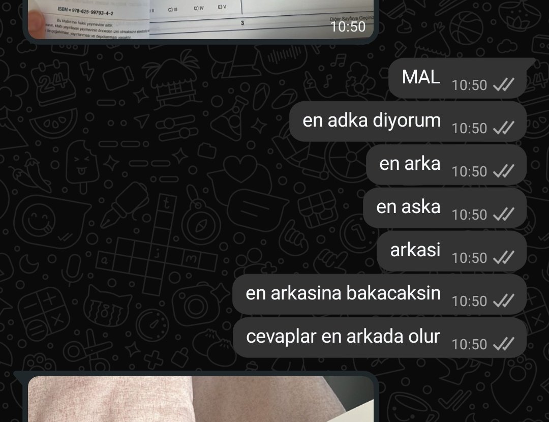 daha once denemeyi birak t3wt kitabi acmqmis kardesimden cevqp anahtaeinin fotografini istedim