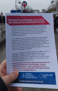 Marmara Üniversitesi Maltepe ve Acıbadem kampüslerinde #MehmetBoynukalın Marmara’da Akademisyen Olamaz” yazan pullamalar yapıldı. Ayrıca “Üniversiteler Bizimdir! Failleri de Aklayanları da Barındırmayacağız!” şiarıyla ajitasyon ve bildiri dağıtımı yapıldı
tinyurl.com/5n6rk9vy