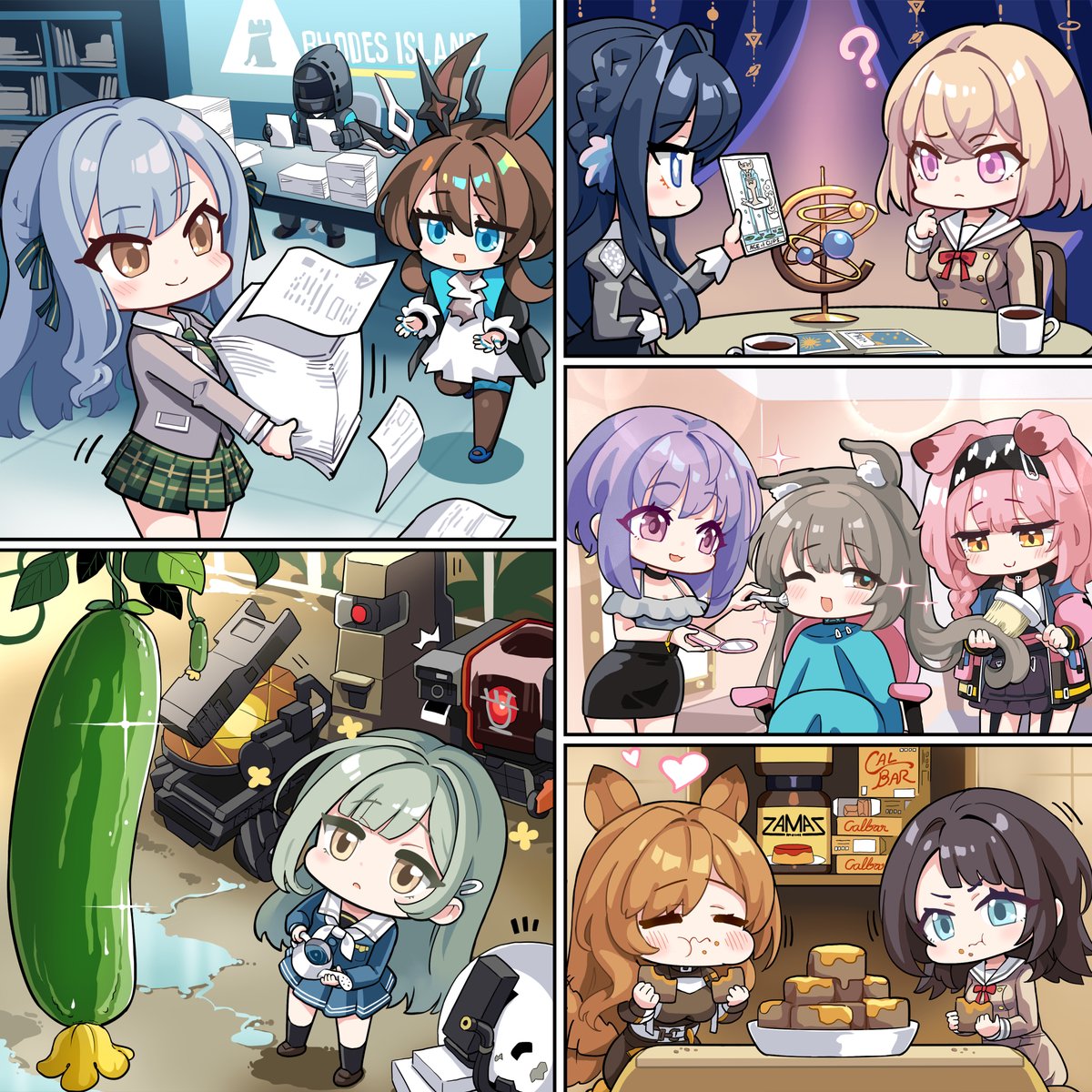 HM_Hmongt's tweet photo. Ave Mujica Members’ Lifestyle on Rhodes Island♜
 Day💼 and Night🎸
#Arknights #Avemujica #Afterstory https://t.co/05G20lZS24