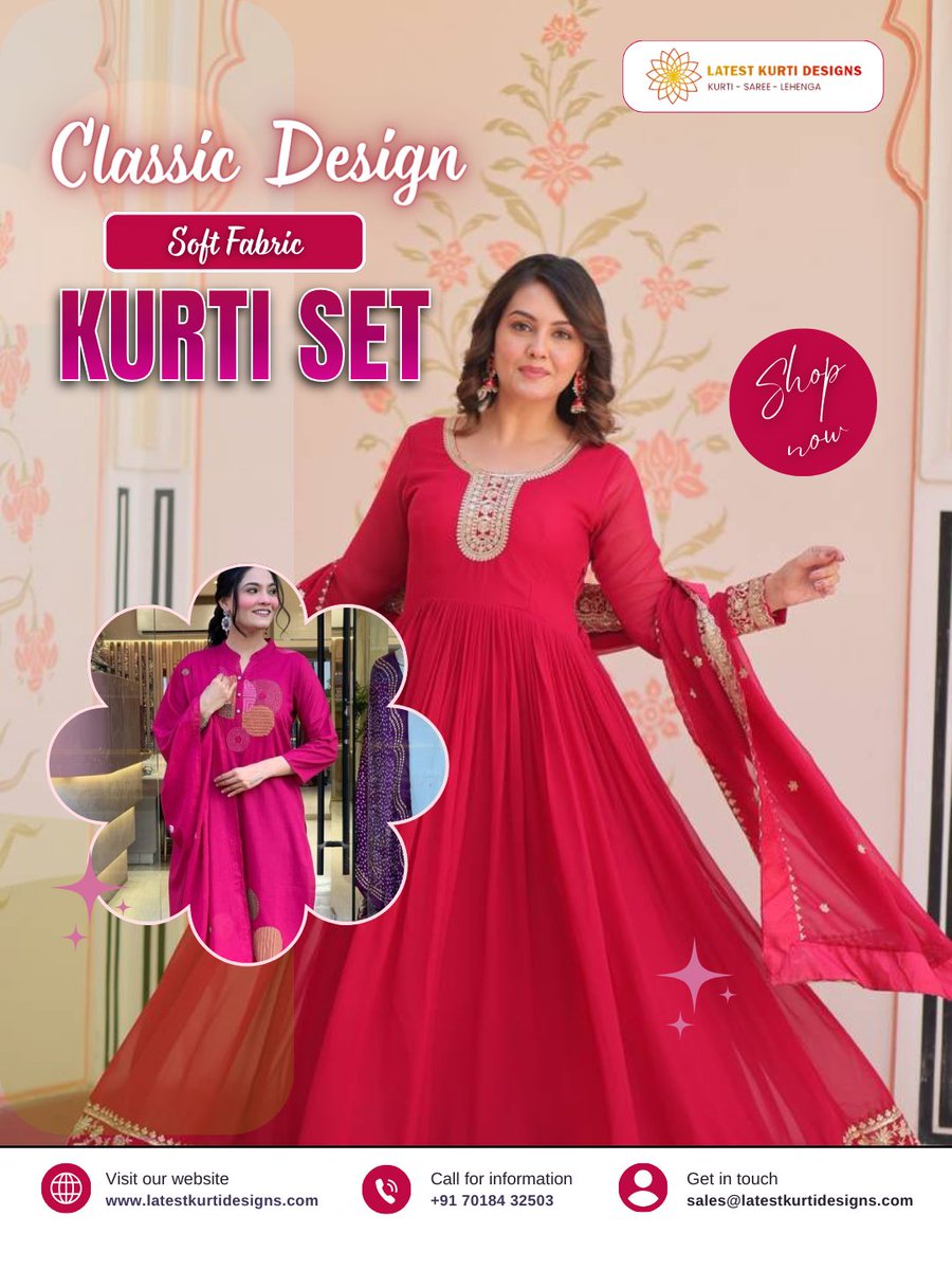 latestkurtides1's tweet image. Classic elegance ❤️

Soft fabric Kurti Set - perfect for festive &amp;amp; party wear ✨

📩 DM us to shop now
📞 Call: 082787 82823
📧 Email: sale@latestkurtidesigns.com
🌐 Visit: latestkurtidesigns.com

#KurtiSet #EthnicWear #IndianFashion #FestiveStyle