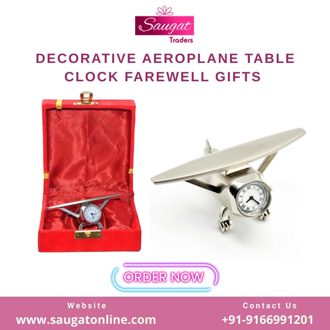 saugatonlinejpr's tweet image. Decorative Aeroplane Table Clock Farewell Gifts With Velvet Box

Website: saugatonline.com/aeroplane-tabl…
Call @:  +91 9166991201

#FarewellGifts #TableClock #BestGiftOnline #OrderGiftsShopping #GiftForFriends #GiftForColleagues #SaugatTraders