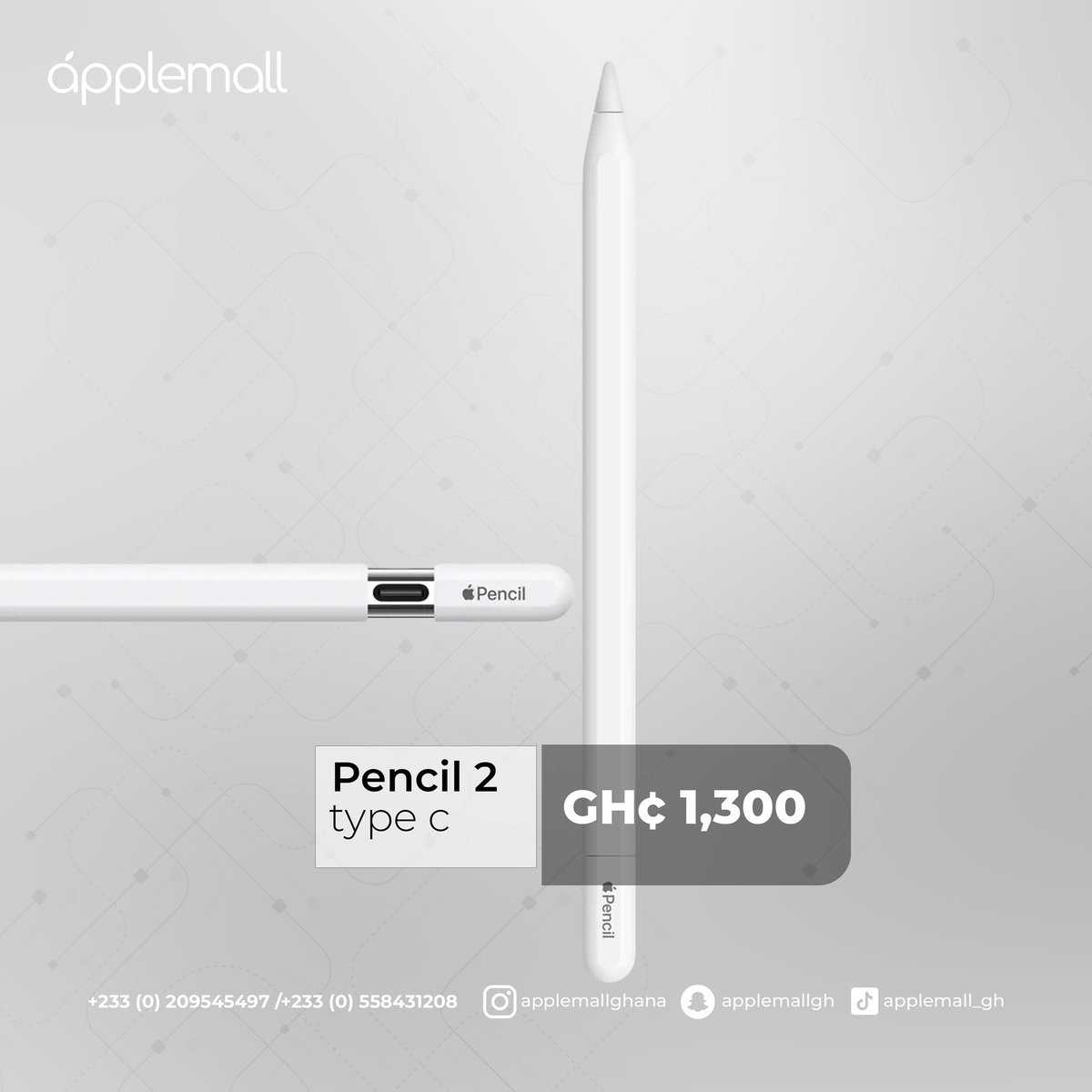 -Apple Pencil 2
-Type C 
 🏷️¢1,300 

📲Send us a dm/ call 0209545497 / 0558431208

📍Locate our shop Opposite Nima Shell

KINDLY REPOST🙏🏽