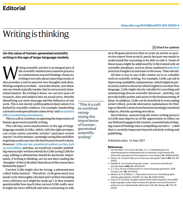DrDominicNg's tweet image. Writing forces your brain to coordinate memory, reasoning, and meaning-making simultaneously.

Every time you write, you rewire toward clearer thinking. Every time you let an LLM do it, you rewire toward consumption.