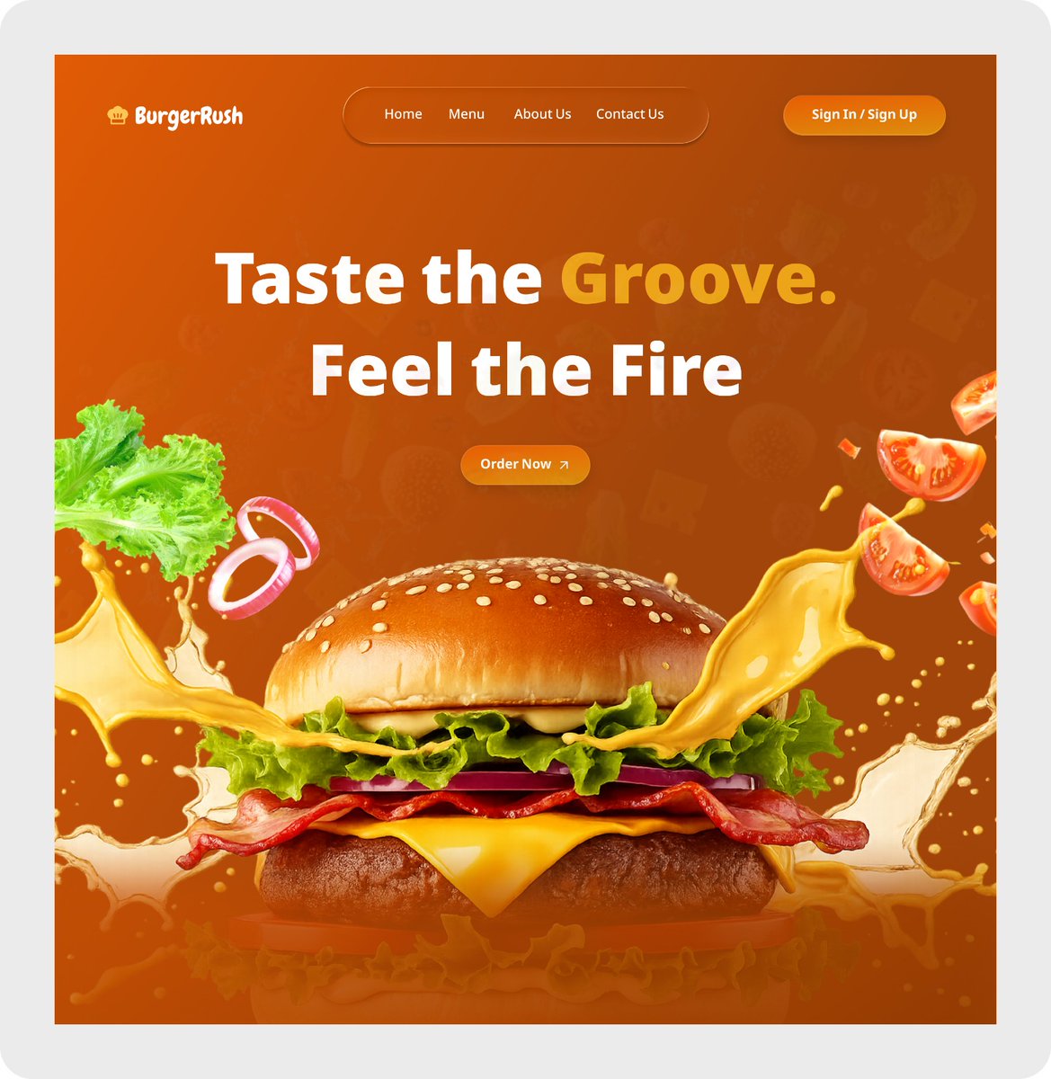 OyinnB's tweet photo. First bite vibes… but for websites. 🍔💻 Designed a burger landing page that grabs attention, guides the eye, and makes scrolling fun. #WebDesign #UXDesign #LandingPage https://t.co/HyfG2cDwMc