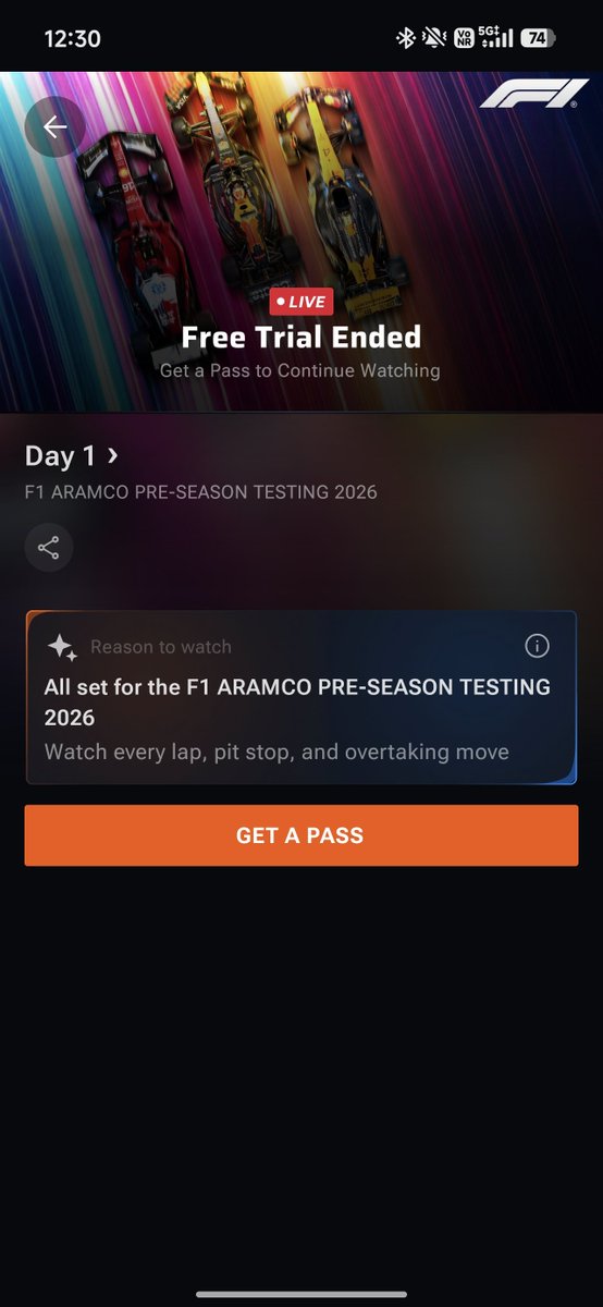 optimus__alpha's tweet photo. Y'all are some scammers @FanCode , you call it f1 Pre season testing pass, then ask me to buy a pass again for the week two. Serious misleading and scummy behaviour. Never using this app again. https://t.co/4h2rrVCC0U